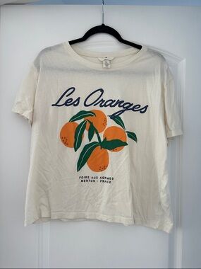 H&M Ivory Tee with Orange Fruit Graphic